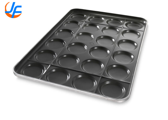 RK Bakeware China Foodservice 42495 Chicago Metallic Aluminized Steel 24 Mold 1,95 oz. Hamburger Bun Tray/Muffin Top Pan