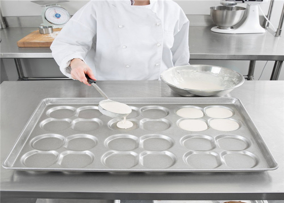 RK Bakeware China Foodservice NSF 24 Mold Aluminized Steel Clustered Hamburger Bun Tray Muffin Top / Cookie Pan