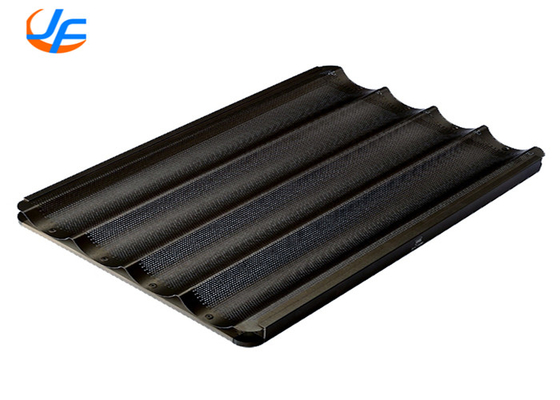 RK Bakeware China Foodservice 5 gniazdek Perforated Aluminium Baguette Baking Tray / French Bread Pan
