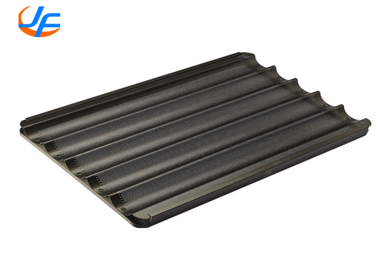 RK Bakeware China Foodservice 5 gniazdek Perforated Aluminium Baguette Baking Tray / French Bread Pan