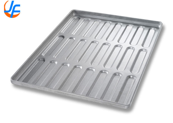 RK Bakeware China Foodservice 42465 Commercial 32 Mold Glazed Aluminized Steel Clustered Hot Dog Bun Pan