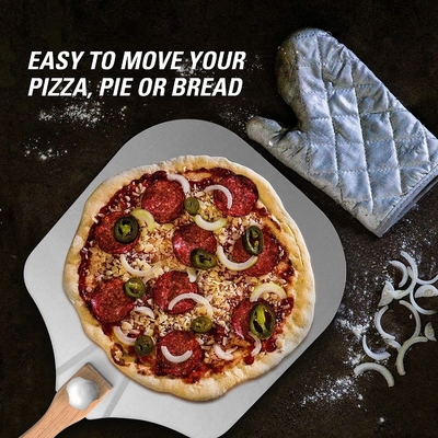 12-calowa szopka do pizzy z złożonym uchwytem i 10-calowy zestaw do cięcia koła pizzy