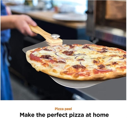 12&quot;*14&quot;*25' Pizza odwracająca skórkę składany drewniany uchwyt Aluminiowy skórka pizzy