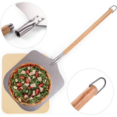 Aluminiumowy ostrze Odłączalny drewniany uchwyt Pieczarnia do pizzy Łopatka 83cm Łopatka do pizzy kwadratowa Aluminiumowa skóra do pizzy